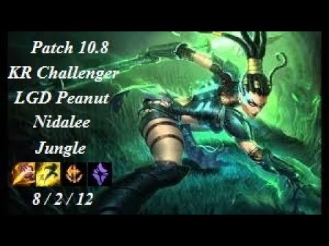 LGD Peanut - Nidalee Jungle vs Graves - SN Weiwei - KR Challenger 781 LP - Patch 10.8