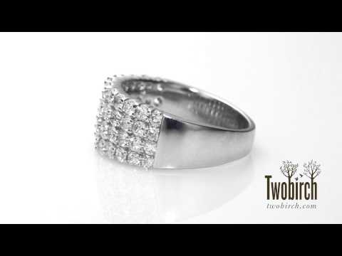 2.04 Carat Four Row Wide Domed Anniversary Ring - TwoBirch - TB-WR-0231-WG-P