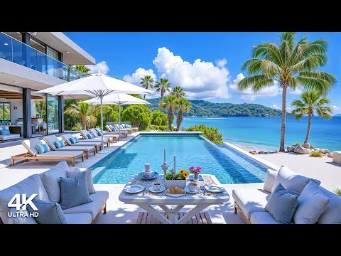 Summer Jazz at Morning Oceanfront Ambience ~ Positive Bossa Nova Jazz for a Calm & Peaceful Start