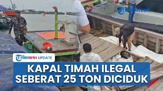 Tim Gabungan Ciduk Kapal Muatan Pasir Timah Ilegal Seberat 25 Ton di Pos TNI AL Pangkalbalam