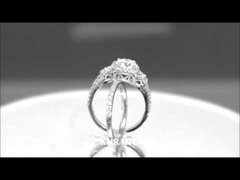 18K WHITE GOLD ROUND CUT DIAMOND ENGAGEMENT RING AND BAND 1.90CT H-VS2 EGL USA - KNR INC - 833