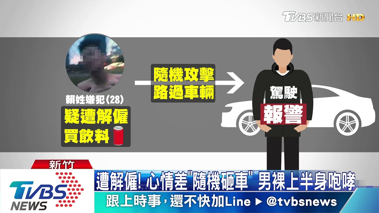 遭解僱!心情差「隨機砸車」 男裸上半身咆哮