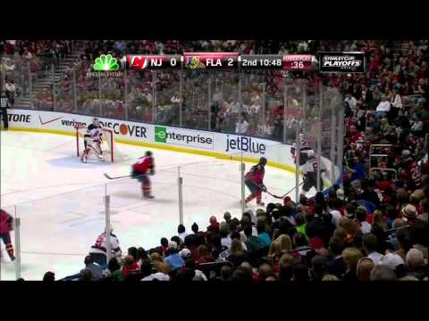 Andy Green hipcheck on Brian Campbell. NJ Devils vs Florida Panthers 4/15/12 NHL Hockey