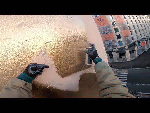 Golden rooftop. Raw Graffiti. Full process