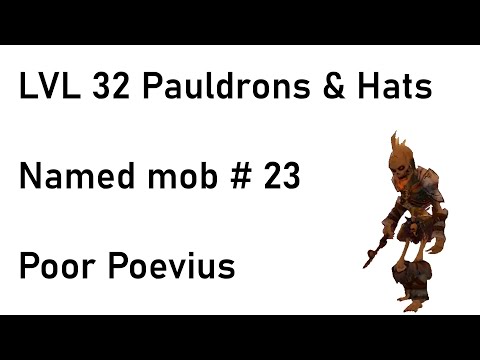 Named mob #23 - Poor Poevius. LVL 32 very good pauldrons and hats.