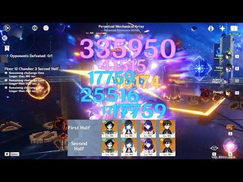 Yelan & 3 Archon Team Destroy 2.7 Floor 12 - 2 Million HP Boss 1 Combo The Perfect Team