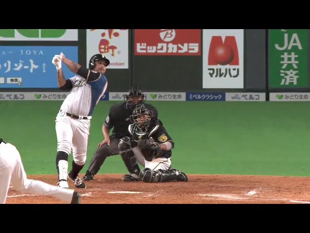 【4回裏】ファイターズ・アルシアのフェンス直撃タイムリーで1点を返す!! 2018/6/12 F-T