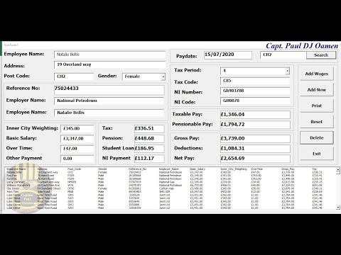 Overview of an Employee Payroll Data Entry UserForm Created with VBA in Excel