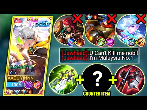 YIN VS MALAYSIA NO.1 JAWHEAD AND HILDA IN SIDELANE | YIN NEW BEST BUILD & EMBLEM | MOBILE LEGENDS