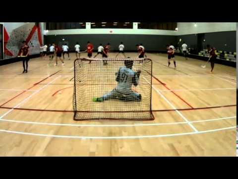 Floorball goalie warm up (Slow-mo)