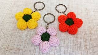 Flower keychain crochet pattern | easy pattern crochet keychain