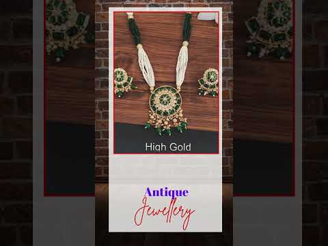 Antique Jewelry High Gold Polish Full Stone Pendant Beautiful Design Antique Pendant Set
