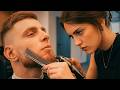 💈(ASMR) Ukrainian Service at Its PEAK with Barber Girl Dasha – Haircut, Beard Trim & More