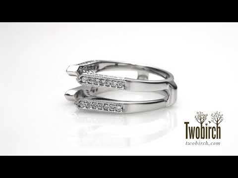 0.55 Ct. Millgrained Round Cathedral Ring Guard - TwoBirch TB-GUARD-0045-WG-H-COMBO