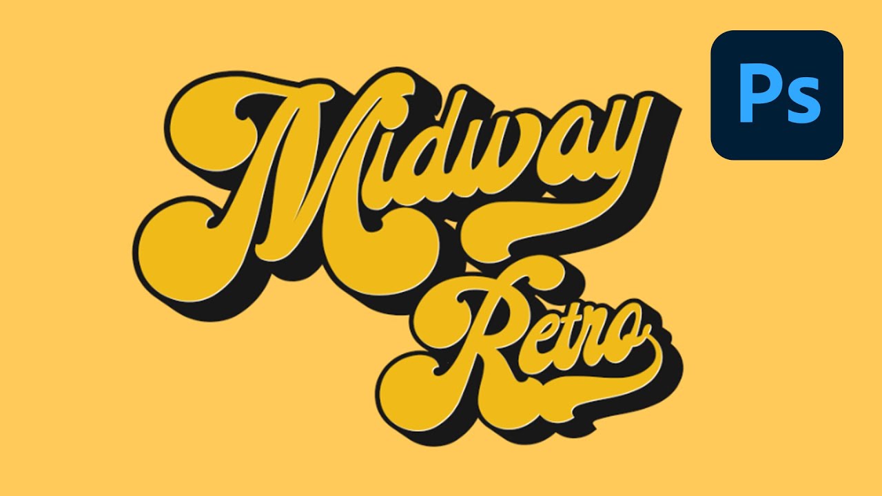 How To Use OpenType Features Midway Retro Font In Photoshop | Extruded Text Design