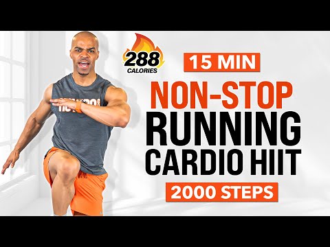 15 MIN Nonstop Indoor Running Cardio HIIT Workout (2000 STEPS!)