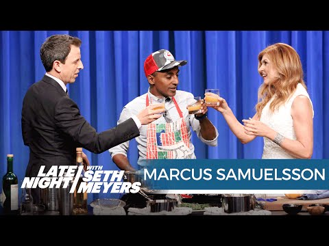 Connie Britton and Seth Make Fried Chicken with Marcus Samuelsson