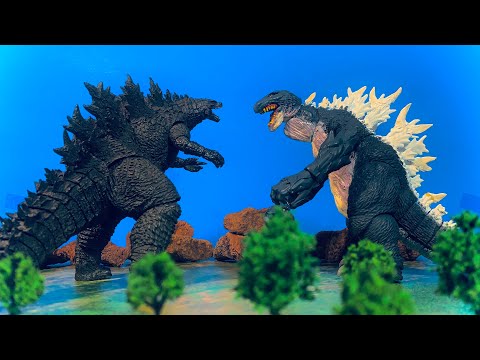 WHALE GODZILLA vs LEGENDARY GODZILLA vs SNAKE GODZILLA vs SHIN GODZILLA an epic battle stop motion
