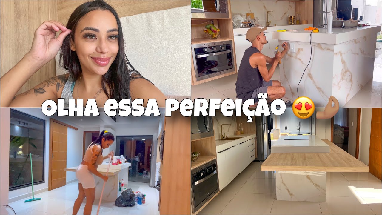 FIZEMOS A NOSSA MESA EMBUTIDA NA ILHA| CAPINOU O QUINTAL| COMPRINHAS DA SHOPEE| VAI TER SURPRESA 🤭