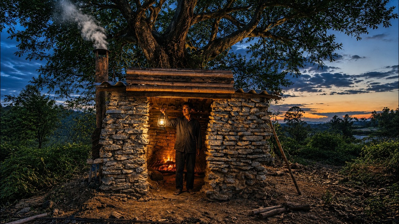 Building and living in a house made of a combination of concrete and clay.