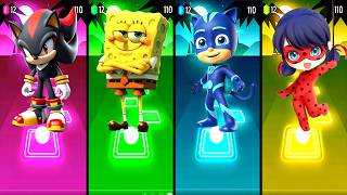 Shadow 🆚 SpongeBob 🆚 Catboy 🆚 Ladybug Tiles Hop Battle!🔥🎵