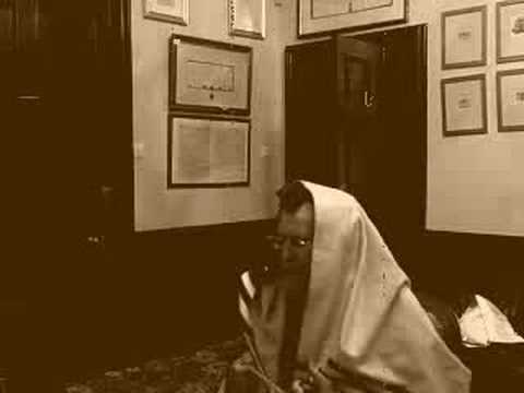 Admor of Stropkov Praying at the Barony of Fulwood Library at Kirkclaugh House