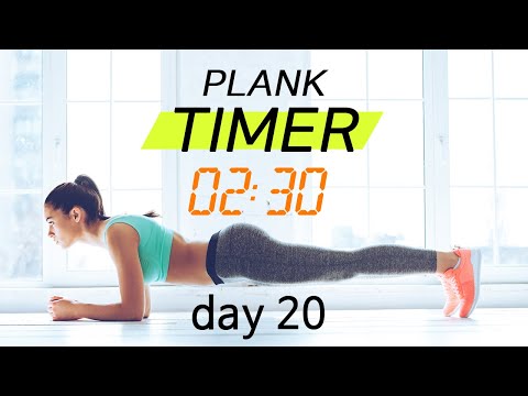 Plank Timer💙 day 20 - 30 days challenge with music ( 2 min 30 sec )  |  플랭크 20일차