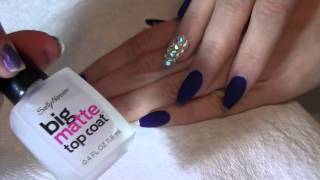 Navy Blue Matte Ballet Shape & Golden Bling Finger