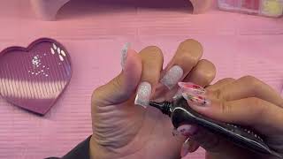 Short frenchies with Rhinestones 💙✨ polygel tutorial