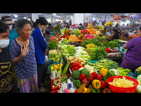Amazing food market scenes, plenty of vegetables, fruits, meat and more