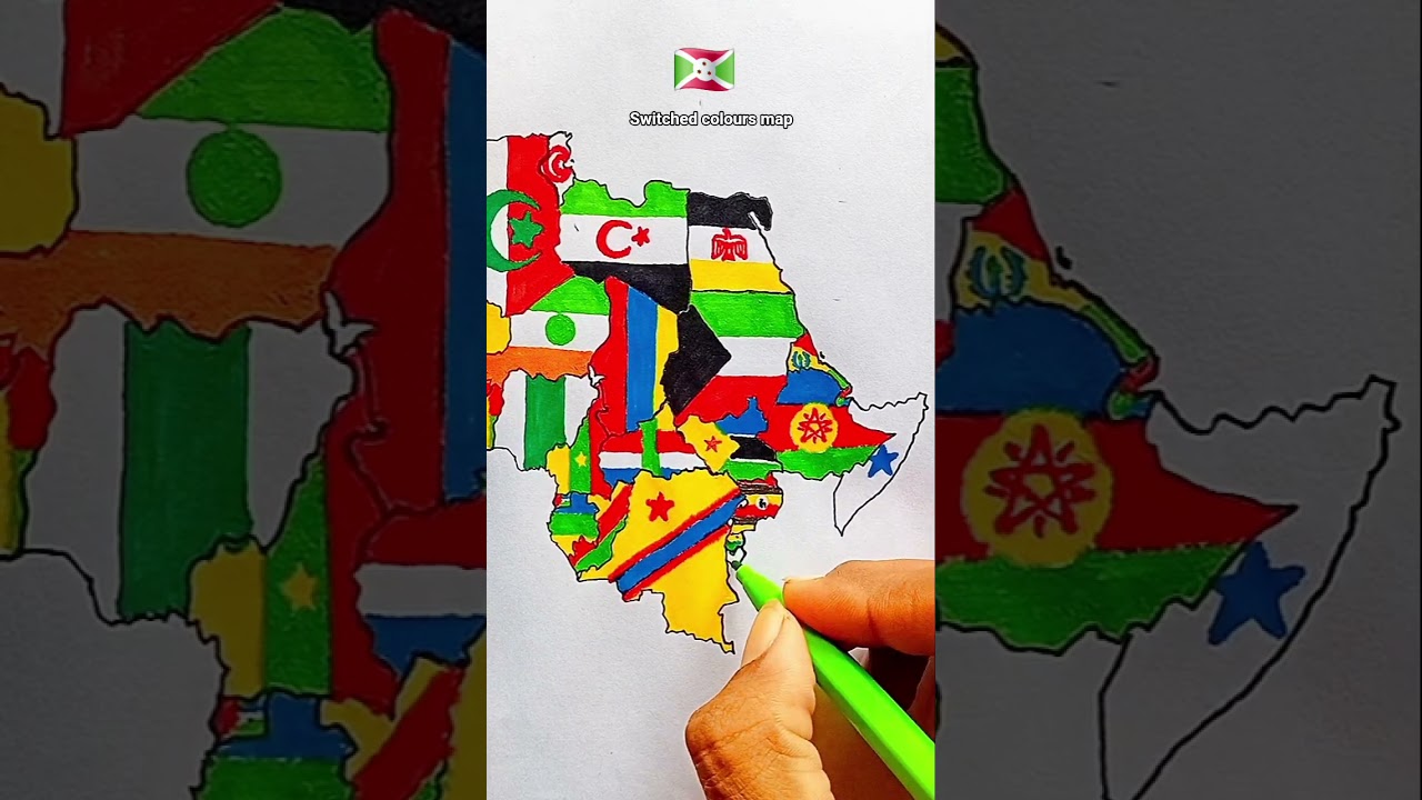 Draw Flag Map of Burundi 🇧🇮 #burundi #switched #colors