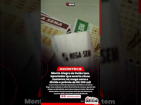 Monte Alegre de Goiás tem apostador que acerta cinco numeros na mega sena e divide o prêmio de R$ 35