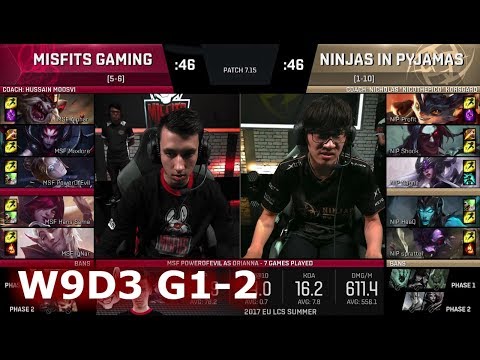 Ninjas in Pyjamas vs Misfits | Game 2 S7 EU LCS Summer 2017 Week 9 Day 3 | NIP vs MSF G2 W9D3
