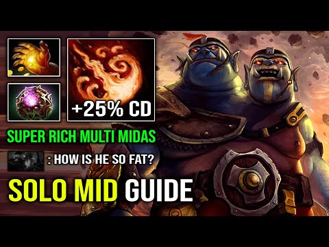 How to Solo Mid Ogre Magi in 7.32c Against SF with 1st Item Midas Super Rich Multicast Dota 2