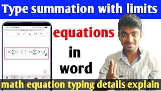 How to type summation with limits in word | How to write math equations in word mobile |