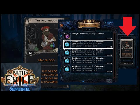 Path of Exile Gambling The Apothecary MAGEBLOOD Divination Card w/ Harvest In Sentinel League - 1012