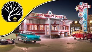Miss Molly’s Diner – N, HO, O Scale | Built-&-Ready® | Woodland Scenics | Model Scenery
