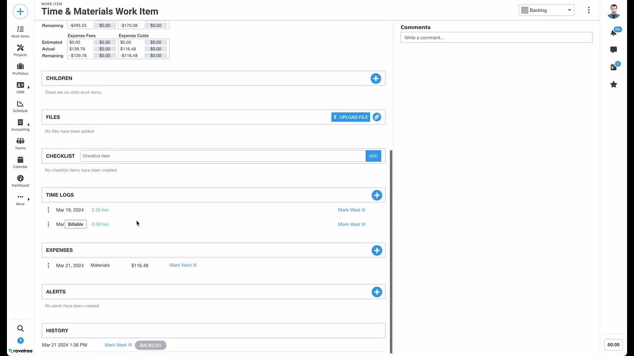 Ravetree — Invoicing Work Items