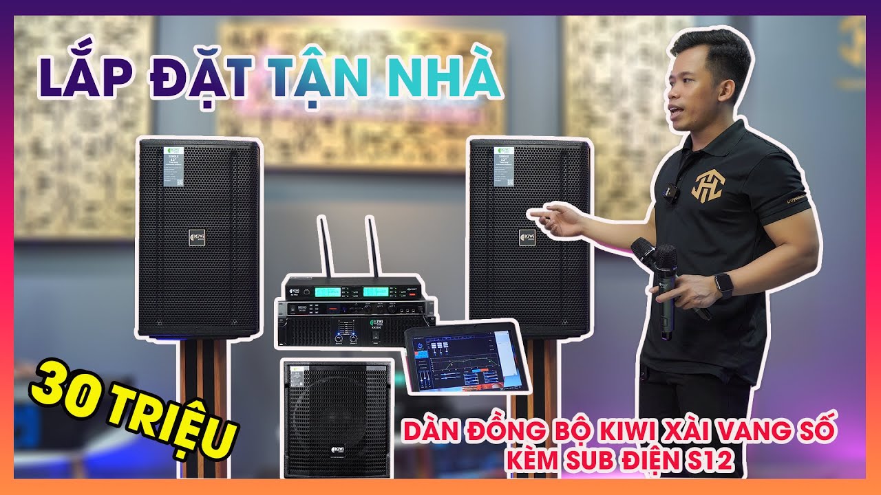 Bộ Dàn Karaoke TH02 Loa LK12 Plus +Đẩy Kiwi KA5500 +Vang Số Dk1000+Micro A6 Pro + Sub SW 12