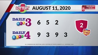 Daily 3 Daily 4 Evening Drawing: August 11, 2020