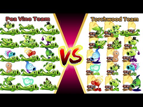 Pvz 2 Gameplay | All Peashooters & Torchwood & Pea Vine Combo Challenge - Which Team Will Win ?
