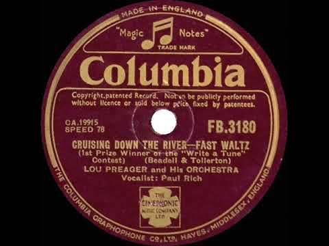 1st RECORDING OF: Cruising Down The River - Lou Preager (1945--Paul Rich, vocal)