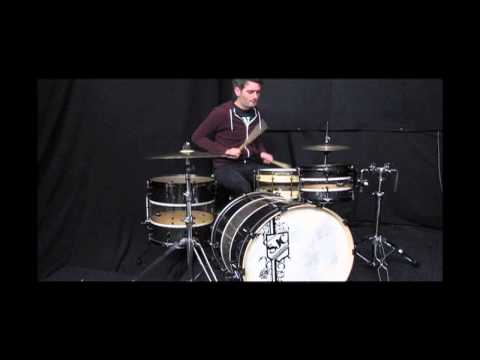 SJC USA Custom Hybrid True Black Glitter w/ AWP Stripe - Clear Acrylic Centre Drum Kit