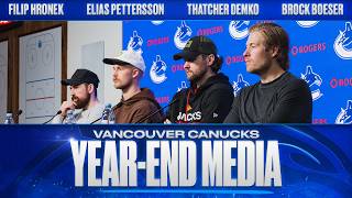 Filip Hronek, Elias Pettersson, Thatcher Demko & Brock Boeser Year-End Media 2025.26
