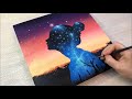 Dreaming Girl / Silhouette Art / Acrylic Painting Tutorial / #90