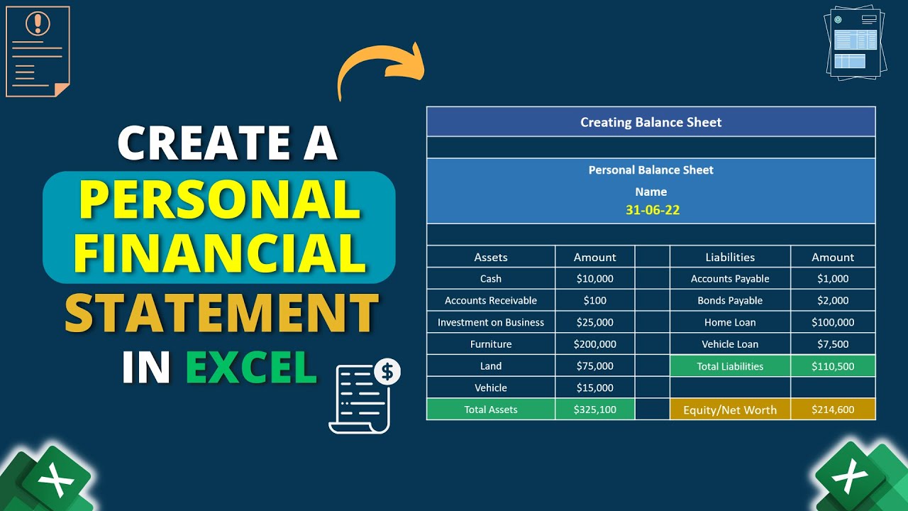 Make Personal Financial Statement in Excel