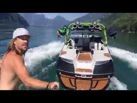 Man Wakeskates Behind Boat with No Driver