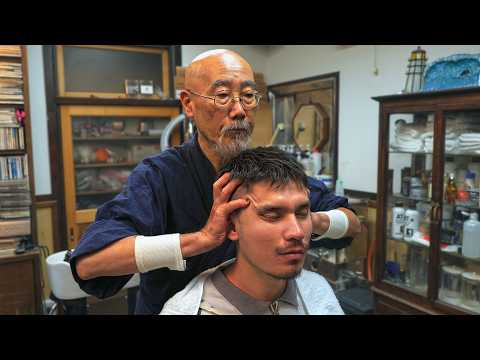 💈(ASMR) Japanese Veteran Barber Did Traditional Haircut, Head Shampoo & Massage | Yamaguchi Barber