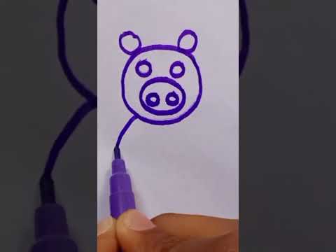 One Circle one circle one big circle ⭕ how to draw✏️Pig 🐷 #shorts #tiktok #viral #viralshorts #asmr