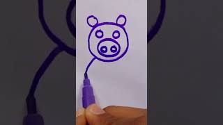 One Circle one circle one big circle ⭕ how to draw✏️Pig 🐷 #shorts #tiktok #viral #viralshorts #asmr